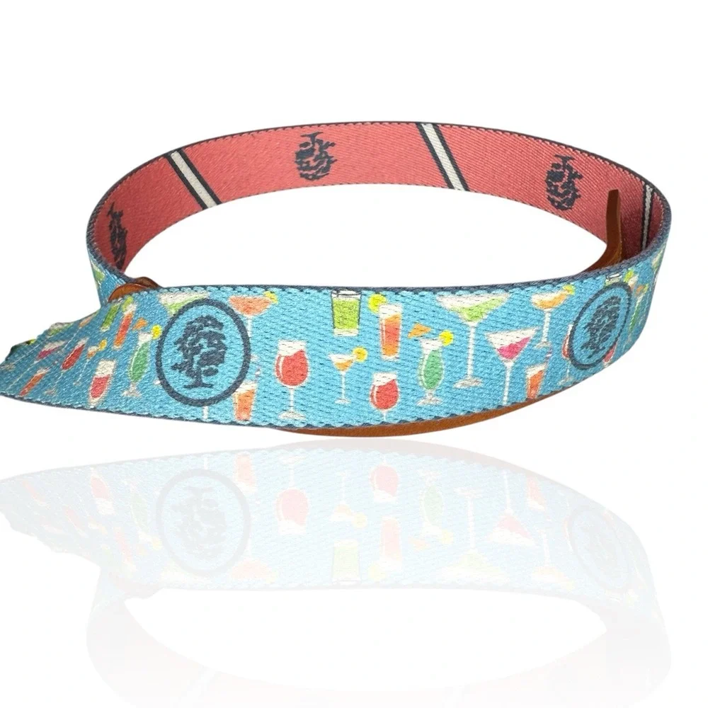 Doc Murphy Palm Beach Reversible Belt Pink‎ Navy Logo/Blue Cocktail Golf Preppy
